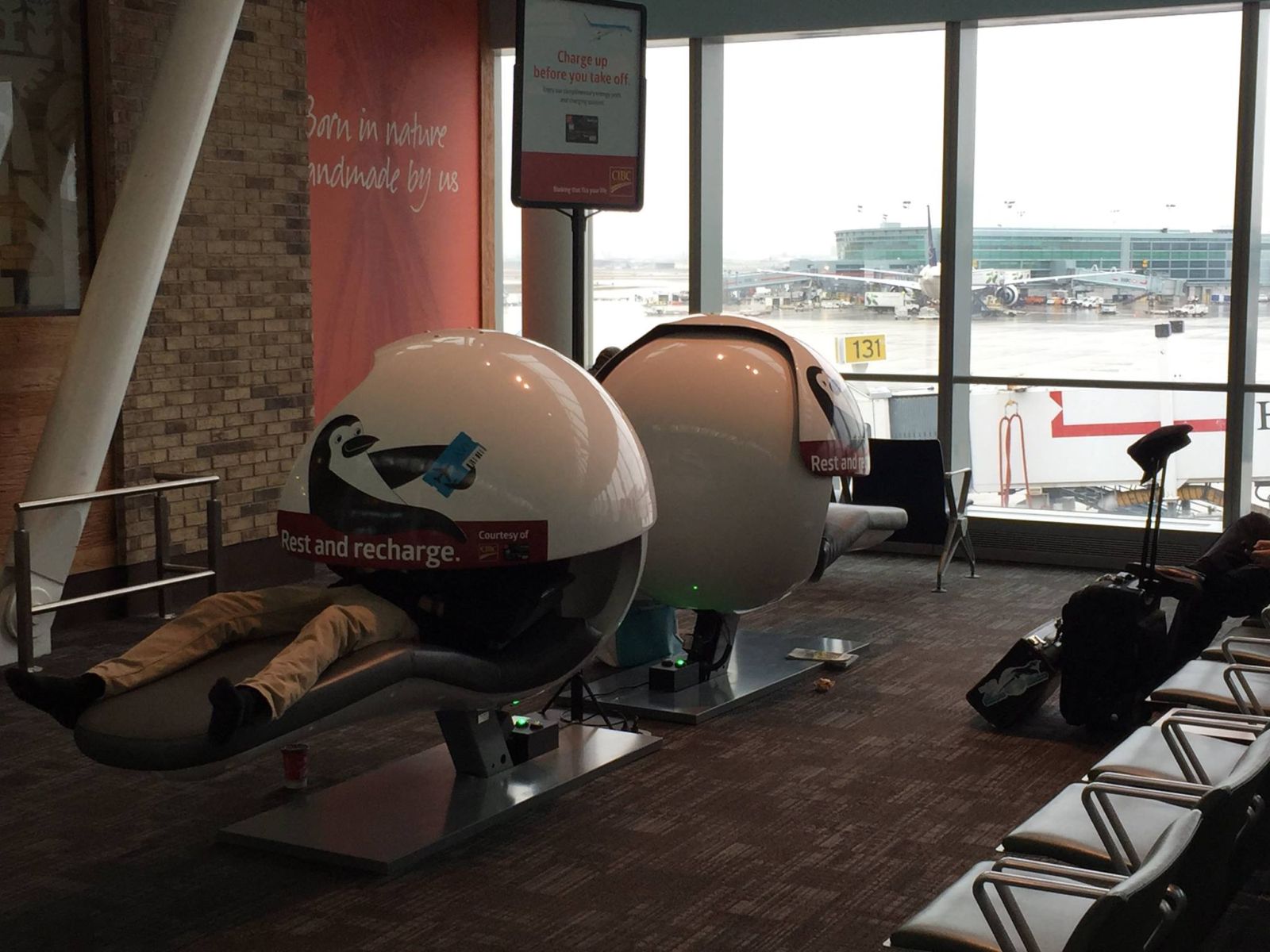 Toronto Pearson sleep pods in Terminal 1, free nap option during layovers.