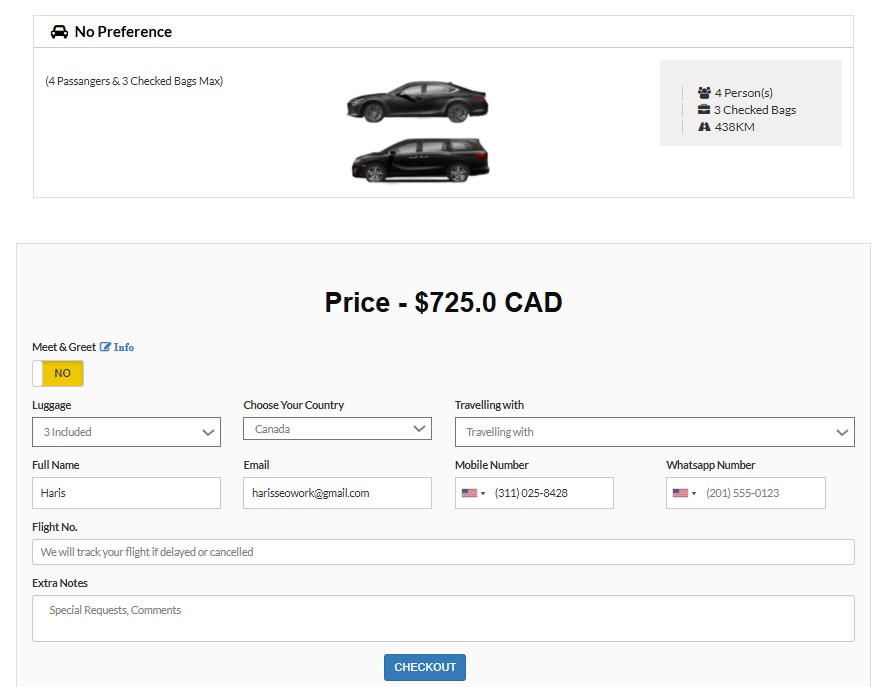 Ottawa Airport Taxi fare calculator